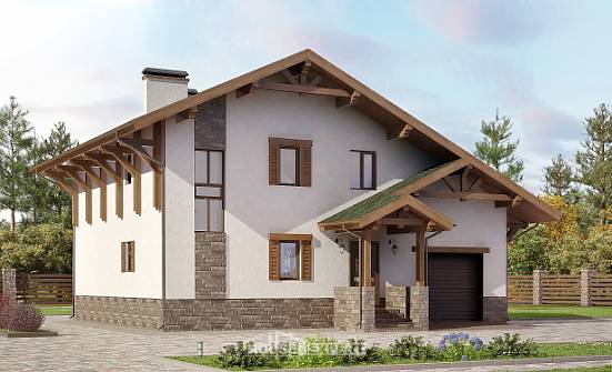 190-007-П Проект двухэтажного дома мансардой и гаражом, классический дом из кирпича Гусев | Проекты домов от House Expert