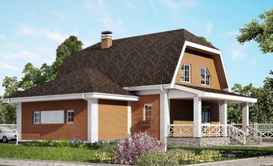 160-006-П Проект двухэтажного дома с мансардным этажом, гараж, средний домик из теплоблока Советск | Проекты домов от House Expert