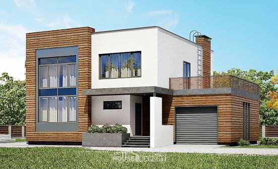 220-003-П Проект двухэтажного дома и гаражом, средний загородный дом из арболита Калининград | Проекты домов от House Expert