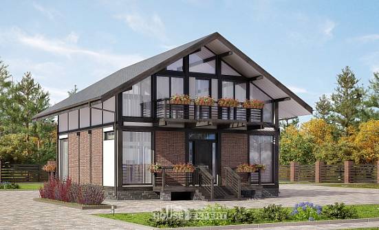 170-007-П Проект двухэтажного дома мансардный этаж, небольшой загородный дом из дерева Гусев | Проекты домов от House Expert