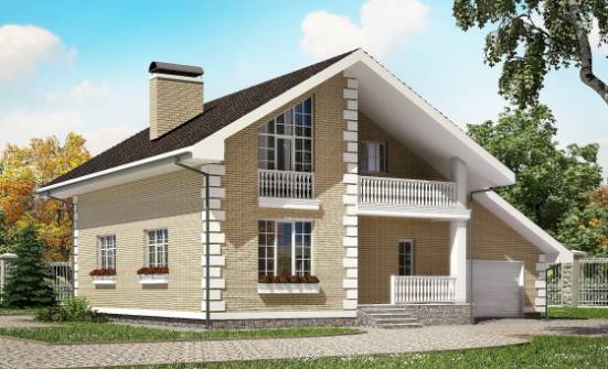 190-005-П Проект двухэтажного дома с мансардным этажом, гараж, средний домик из газобетона Калининград | Проекты домов от House Expert
