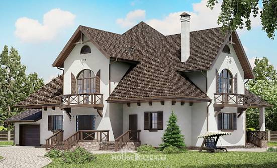 350-001-Л Проект двухэтажного дома мансардный этаж и гаражом, красивый коттедж из блока Советск | Проекты домов от House Expert