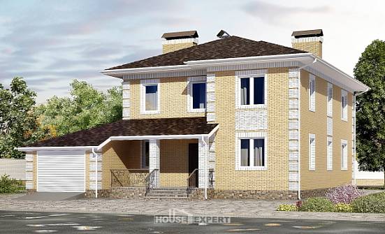 220-006-Л Проект двухэтажного дома, гараж, классический коттедж из газосиликатных блоков Калининград | Проекты домов от House Expert