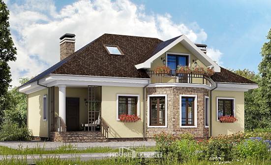 150-008-Л Проект двухэтажного дома с мансардой, красивый загородный дом из блока Калининград | Проекты домов от House Expert