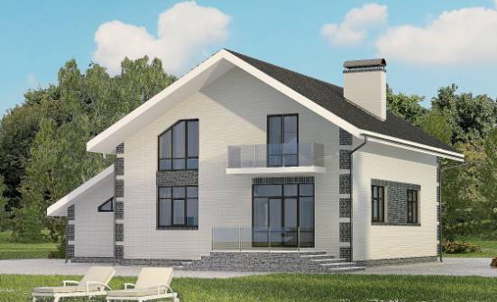 180-001-П Проект двухэтажного дома мансардой и гаражом, доступный коттедж из бризолита Калининград | Проекты домов от House Expert