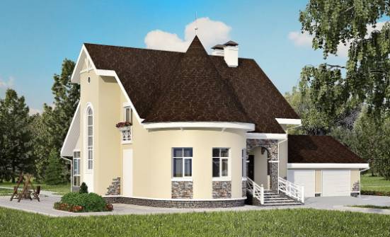 275-001-Л Проект двухэтажного дома с мансардой и гаражом, современный загородный дом из кирпича Калининград | Проекты домов от House Expert