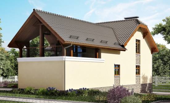 255-003-П Проект трехэтажного дома с мансардой и гаражом, простой загородный дом из арболита Калининград | Проекты домов от House Expert