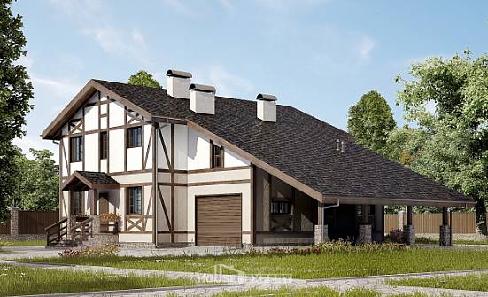 250-002-П Проект двухэтажного дома мансардой, гараж, классический коттедж из кирпича Советск | Проекты домов от House Expert