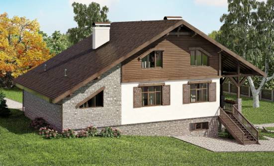 300-003-П Проект трехэтажного дома мансардой, гараж, классический коттедж из кирпича Гусев | Проекты домов от House Expert