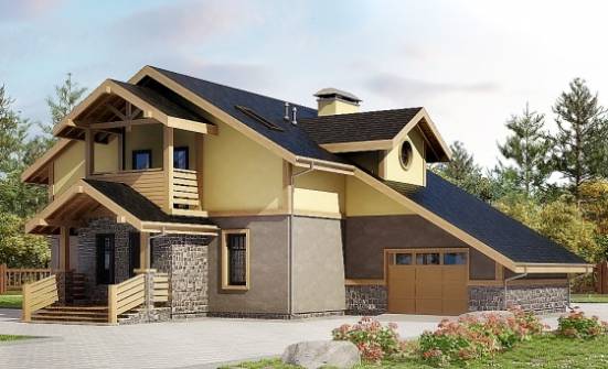 180-011-П Проект двухэтажного дома мансардный этаж, гараж, бюджетный коттедж из арболита Гусев | Проекты домов от House Expert