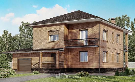245-003-Л Проект двухэтажного дома и гаражом, современный домик из кирпича Гусев | Проекты домов от House Expert