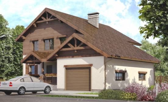 200-003-П Проект двухэтажного дома и гаражом, средний домик из твинблока Гусев | Проекты домов от House Expert