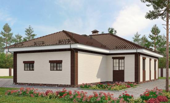 160-015-П Проект одноэтажного дома и гаражом, уютный домик из бризолита Гусев | Проекты домов от House Expert
