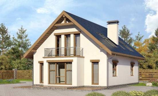 155-012-П Проект двухэтажного дома с мансардой, небольшой домик из арболита Калининград | Проекты домов от House Expert