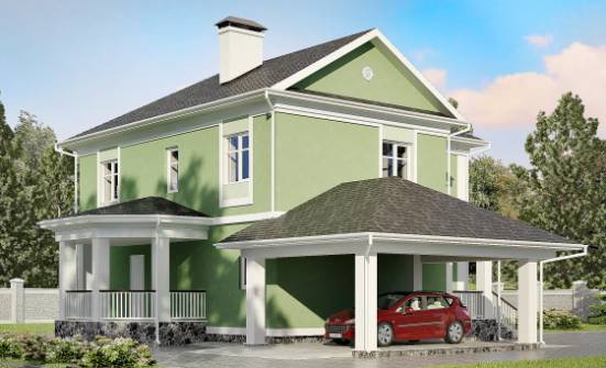 170-001-Л Проект двухэтажного дома и гаражом, бюджетный коттедж из керамзитобетонных блоков Советск | Проекты домов от House Expert