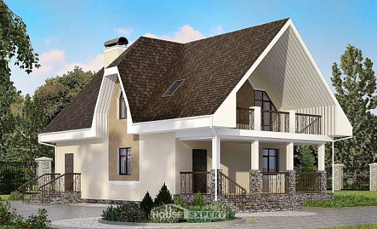 125-001-Л Проект двухэтажного дома с мансардой, недорогой коттедж из керамзитобетонных блоков Калининград | Проекты домов от House Expert
