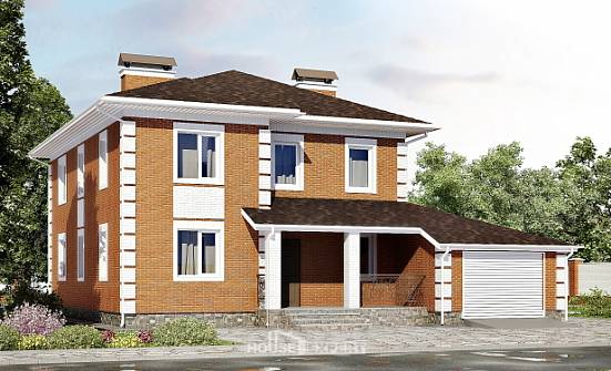 220-004-Л Проект двухэтажного дома и гаражом, современный домик из кирпича Советск | Проекты домов от House Expert