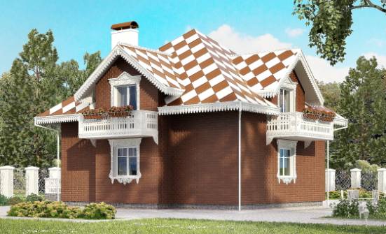 155-003-Л Проект двухэтажного дома мансардой и гаражом, доступный коттедж из поризованных блоков Гусев | Проекты домов от House Expert