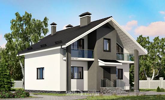 150-005-Л Проект двухэтажного дома с мансардным этажом, скромный домик из теплоблока Гусев | Проекты домов от House Expert