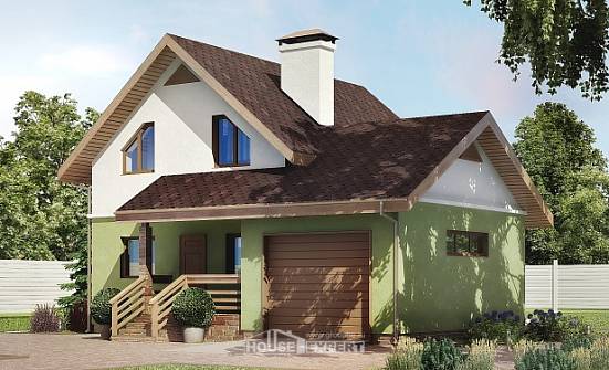 120-002-П Проект двухэтажного дома с мансардой и гаражом, экономичный домик из твинблока Калининград | Проекты домов от House Expert
