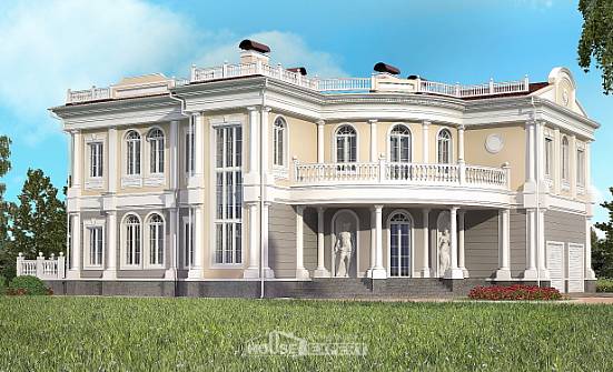 505-001-П Проект двухэтажного дома, гараж, огромный коттедж из бризолита Гусев | Проекты домов от House Expert