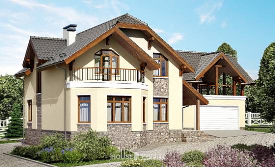 255-003-П Проект трехэтажного дома с мансардой и гаражом, простой загородный дом из арболита Калининград | Проекты домов от House Expert