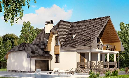 150-001-Л Проект двухэтажного дома с мансардой и гаражом, красивый дом из керамзитобетонных блоков Советск | Проекты домов от House Expert