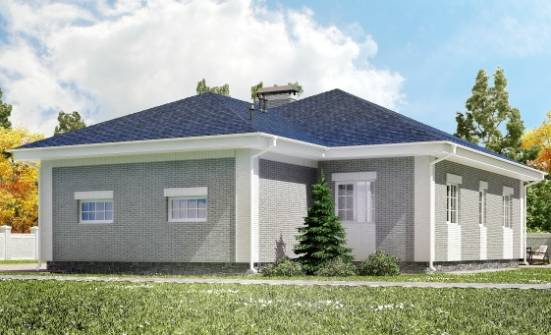 130-002-П Проект одноэтажного дома и гаражом, бюджетный домик из теплоблока Советск | Проекты домов от House Expert