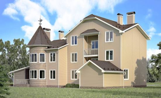 555-001-Л Проект трехэтажного дома с мансардой и гаражом, огромный загородный дом из пеноблока Калининград | Проекты домов от House Expert