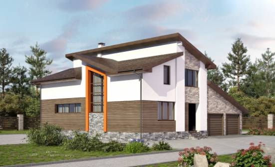 240-004-П Проект двухэтажного дома мансардой и гаражом, уютный коттедж из теплоблока Гусев | Проекты домов от House Expert