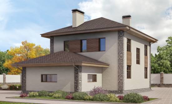 185-004-П Проект двухэтажного дома и гаражом, красивый дом из твинблока Калининград | Проекты домов от House Expert