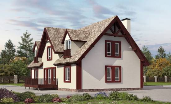 300-008-Л Проект двухэтажного дома с мансардой, гараж, красивый дом из газобетона Калининград | Проекты домов от House Expert