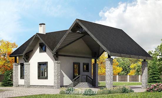 060-001-П Проект двухэтажного дома мансардой, гараж, компактный дом из теплоблока Калининград | Проекты домов от House Expert