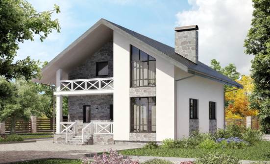 155-001-Л Проект двухэтажного дома мансардой и гаражом, бюджетный домик из пеноблока Советск | Проекты домов от House Expert