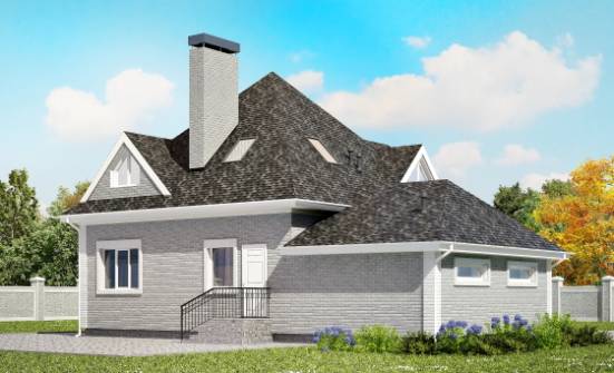 135-001-Л Проект двухэтажного дома мансардой и гаражом, современный загородный дом из кирпича Гусев | Проекты домов от House Expert