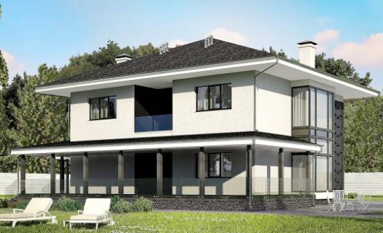 245-002-П Проект двухэтажного дома и гаражом, простой домик из газосиликатных блоков Советск | Проекты домов от House Expert