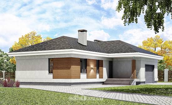 165-001-П Проект одноэтажного дома и гаражом, классический загородный дом из блока Гусев | Проекты домов от House Expert