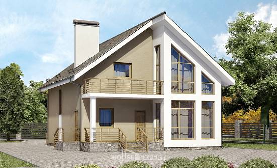 170-006-Л Проект двухэтажного дома мансардный этаж, уютный загородный дом из блока Советск | Проекты домов от House Expert