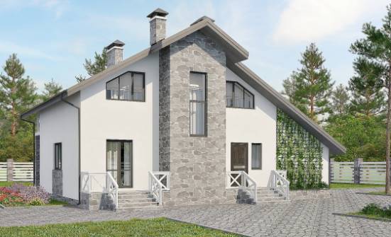 180-017-Л Проект двухэтажного дома мансардой и гаражом, классический домик из арболита Советск | Проекты домов от House Expert