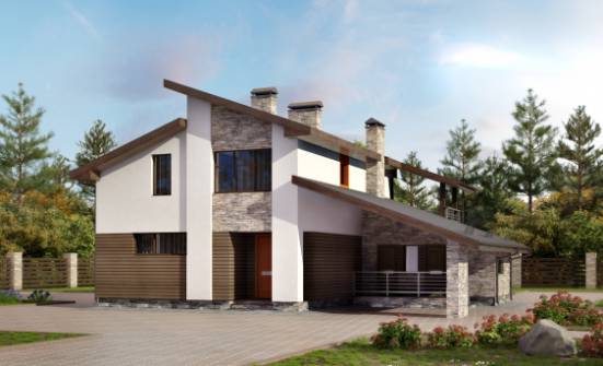 200-010-П Проект двухэтажного дома с мансардным этажом и гаражом, средний дом из газобетона Гусев | Проекты домов от House Expert