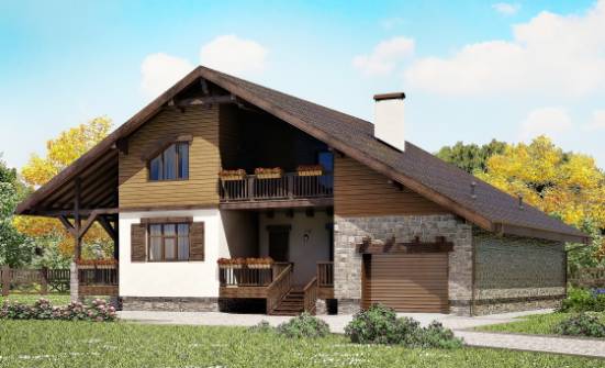 220-005-П Проект двухэтажного дома с мансардным этажом и гаражом, простой домик из кирпича Гусев | Проекты домов от House Expert