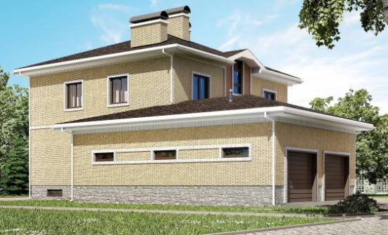 350-002-Л Проект трехэтажного дома, гараж, красивый домик из кирпича Гусев | Проекты домов от House Expert