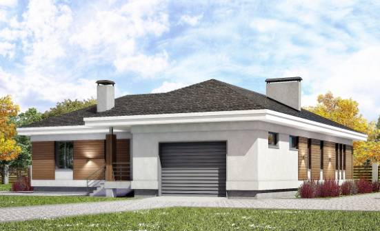 165-001-П Проект одноэтажного дома и гаражом, классический загородный дом из блока Гусев | Проекты домов от House Expert