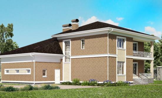 335-002-П Проект двухэтажного дома, гараж, классический коттедж из кирпича Гусев | Проекты домов от House Expert