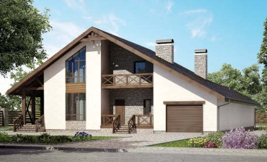 265-001-П Проект двухэтажного дома мансардой, гараж, уютный домик из твинблока Гусев | Проекты домов от House Expert