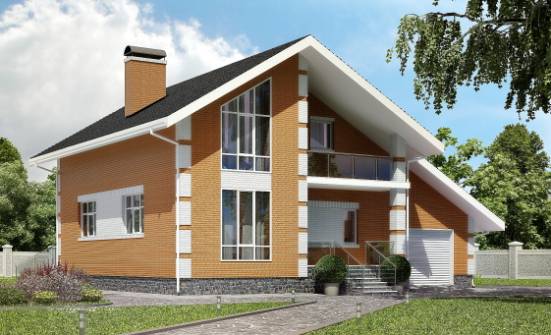 190-006-П Проект двухэтажного дома с мансардным этажом и гаражом, красивый домик из арболита Гусев | Проекты домов от House Expert