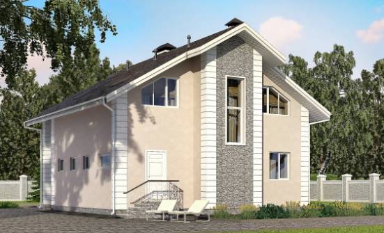 150-002-П Проект двухэтажного дома с мансардным этажом, гараж, современный загородный дом из блока Советск | Проекты домов от House Expert