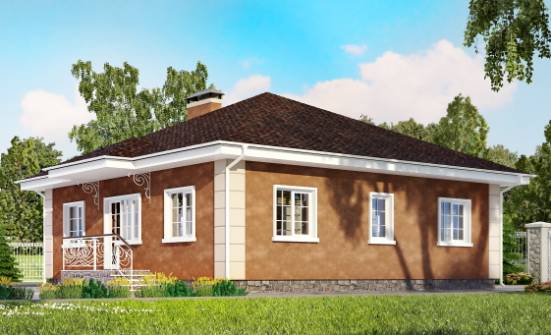 100-001-Л Проект одноэтажного дома, простой загородный дом из газобетона Гусев | Проекты одноэтажных домов от House Expert