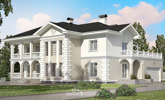 340-002-П Проект двухэтажного дома и гаражом, классический дом из кирпича Гусев | Проекты домов от House Expert
