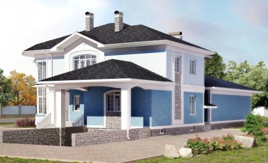 620-001-П Проект трехэтажного дома и гаражом, уютный домик из газобетона Гусев | Проекты домов от House Expert